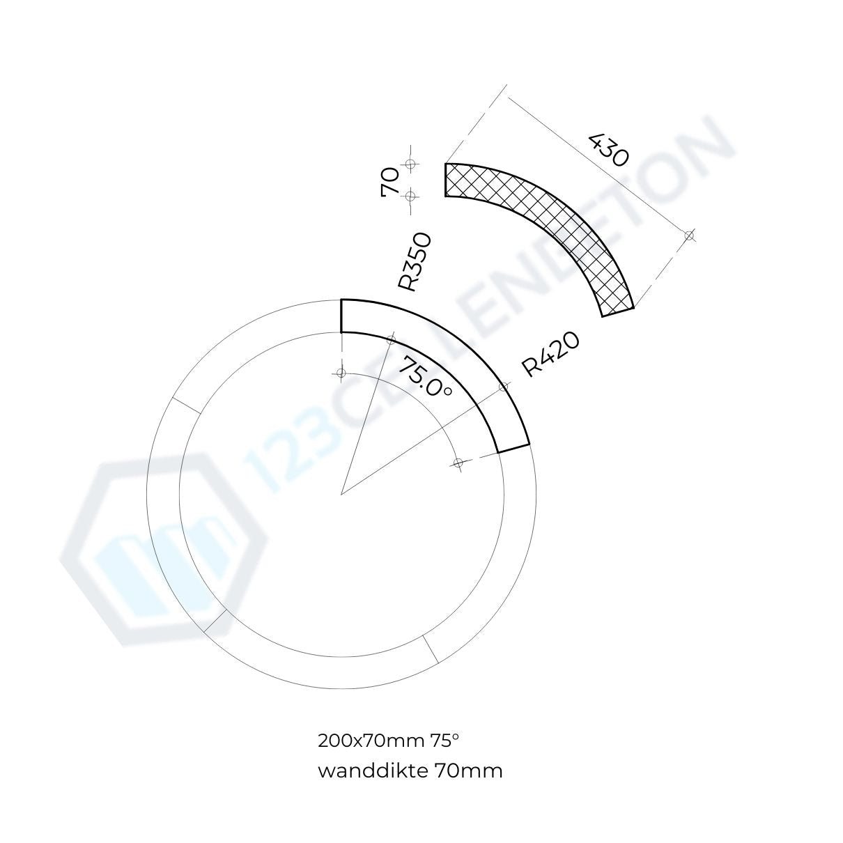 Ronde-Blok-Cellenbeton-70mm-7cm-75graden-60graden-Bloembak-Plantenbak-ronde-Wand-Gebogen-Blok-ellenbeton-Rond