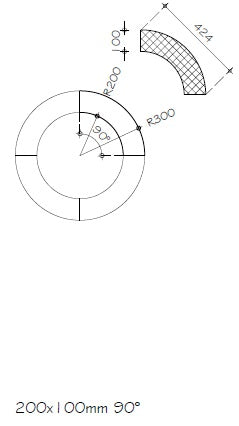 Runder Block 100 mm Dicke Porenbeton 90 Grad